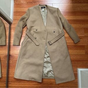 Diesel Womens Overcoat SIZE SMALL W-Galore Wool Blend Knitted Sleeve Nude/ Beige